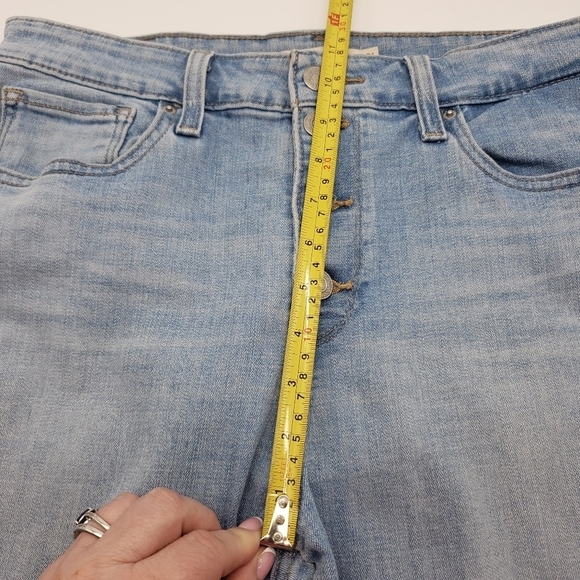 Levi's 721 high rise skinny ankle jeans 31 split hem light blue denim button fly - Picture 11 of 15